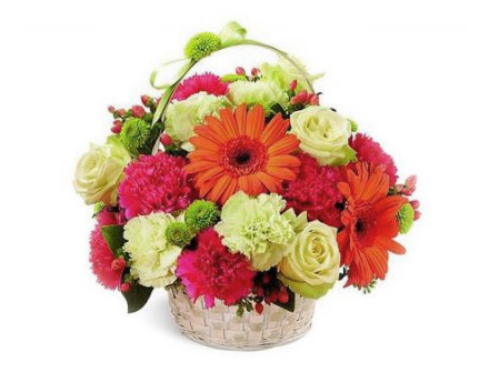 Cesta Flores Riso Feliz - Entrega de Flores Arranjos Bouquets Cestos Floristas Loja de Flores