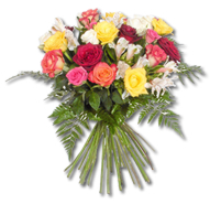 Loja de Flores - Entrega de Flores - Floristas Online - Amor e Romance - Bouquet Flores Arco-Iris de rosas