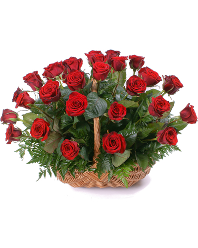 Cesto Flores com Rosas Vermelhas - Entrega de Flores Arranjos Bouquets Cestos Floristas Loja de Flores