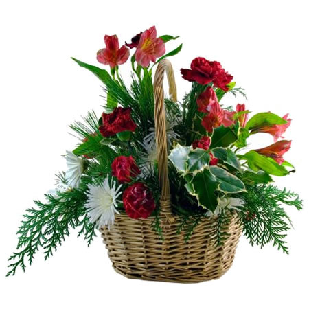 Cesta de Flores Vermelha e Branca - Entrega de Flores Arranjos Bouquets Cestos Floristas Loja de Flores