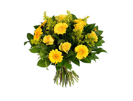 Bouquet Gerberas e Rosas Amarelas - Entrega de Flores Arranjos Bouquets Cestos Floristas Loja de Flores